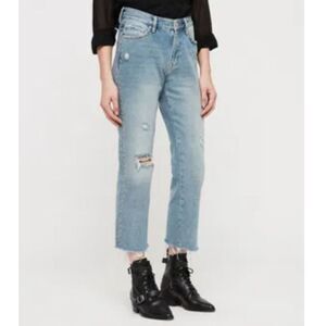 ALL SAINTS Ava Stud Jeans Metal Studded Side Seams Cotton Straight Size 25